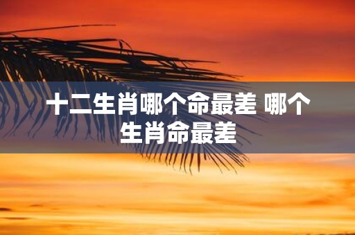 十二生肖哪个命最差 哪个生肖命最差