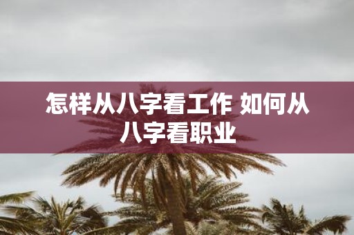怎样从八字看工作 如何从八字看职业