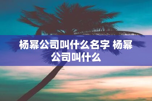 杨幂公司叫什么名字 杨幂公司叫什么