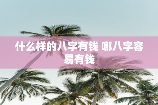 什么样的八字有钱 哪八字容易有钱