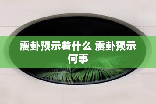 震卦预示着什么 震卦预示何事