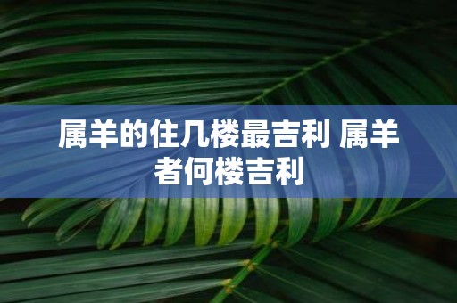 属羊的住几楼最吉利 属羊者何楼吉利