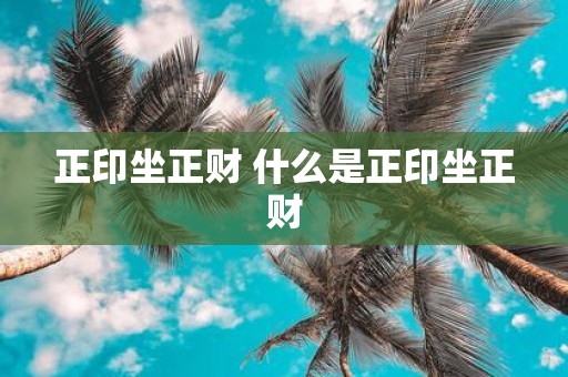 正印坐正财 什么是正印坐正财