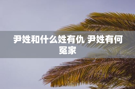 尹姓和什么姓有仇 尹姓有何冤家