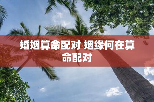 婚姻算命配对 姻缘何在算命配对
