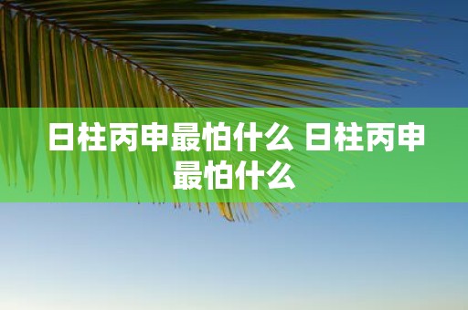 日柱丙申最怕什么 日柱丙申最怕什么