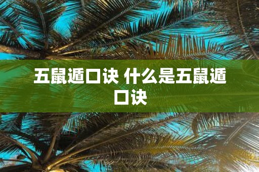 五鼠遁口诀 什么是五鼠遁口诀