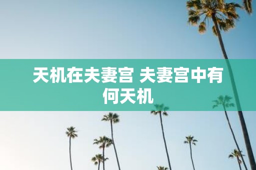 天机在夫妻宫 夫妻宫中有何天机