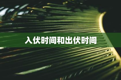 入伏时间和出伏时间