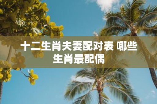 十二生肖夫妻配对表 哪些生肖最配偶