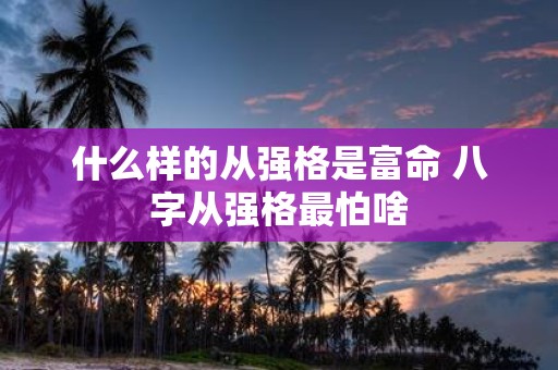 什么样的从强格是富命 八字从强格最怕啥