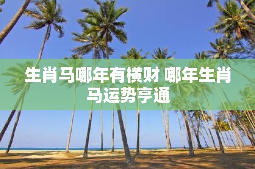 生肖马哪年有横财 哪年生肖马运势亨通