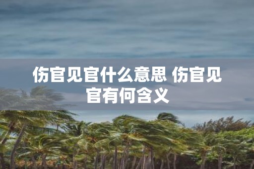 伤官见官什么意思 伤官见官有何含义