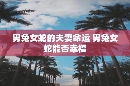 男兔女蛇的夫妻命运 男兔女蛇能否幸福