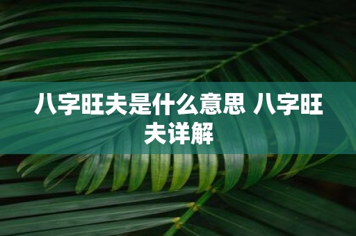 八字旺夫是什么意思 八字旺夫详解
