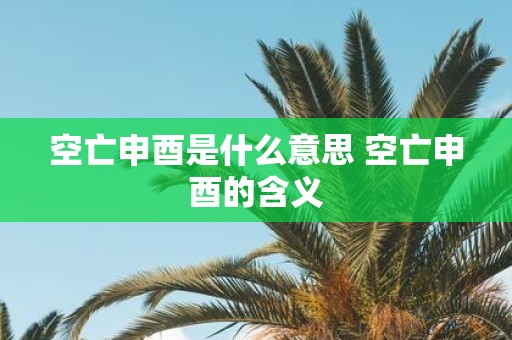 空亡申酉是什么意思 空亡申酉的含义