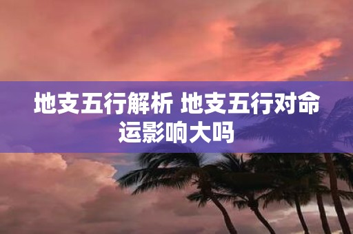 地支五行解析 地支五行对命运影响大吗