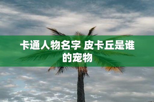 卡通人物名字 皮卡丘是谁的宠物