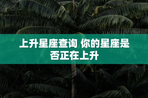 上升星座查询 你的星座是否正在上升
