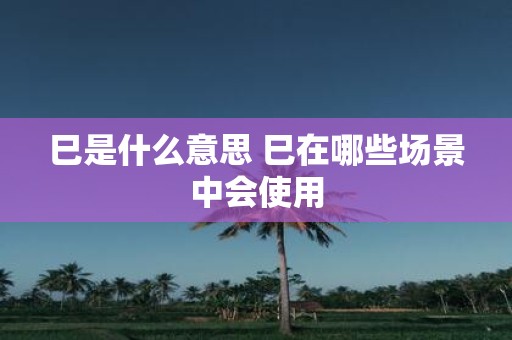 巳是什么意思 巳在哪些场景中会使用
