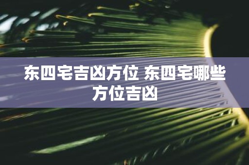 东四宅吉凶方位 东四宅哪些方位吉凶