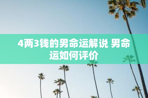 4两3钱的男命运解说 男命运如何评价
