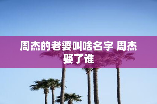 周杰的老婆叫啥名字 周杰娶了谁