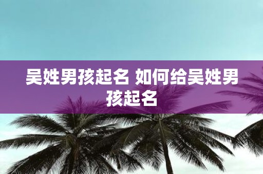 吴姓男孩起名 如何给吴姓男孩起名