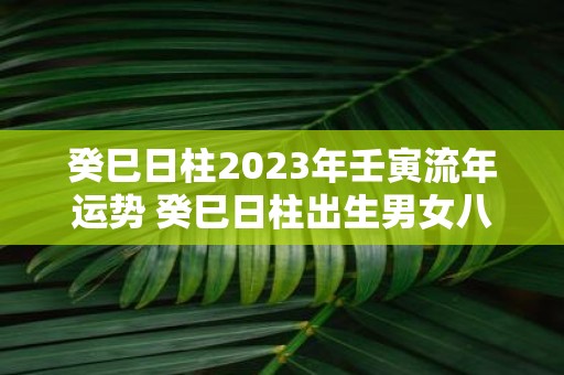 癸巳日柱2025年壬寅流年运势 癸巳日柱出生男女八字命运