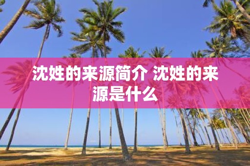 沈姓的来源简介 沈姓的来源是什么