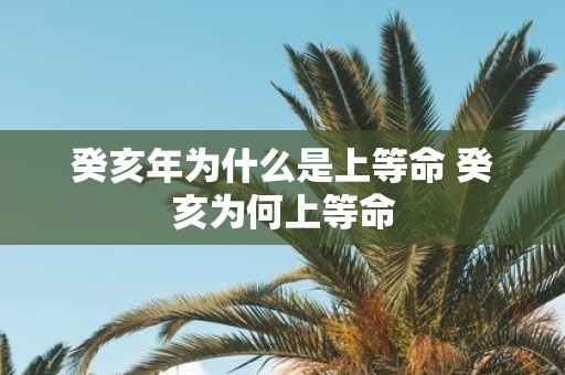癸亥年为什么是上等命 癸亥为何上等命