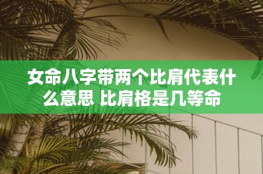 女命八字带两个比肩代表什么意思 比肩格是几等命