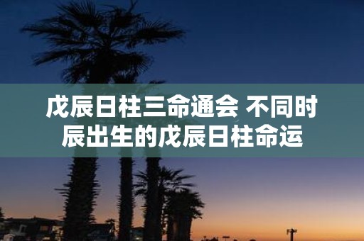 戊辰日柱三命通会 不同时辰出生的戊辰日柱命运