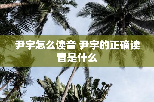 尹字怎么读音 尹字的正确读音是什么