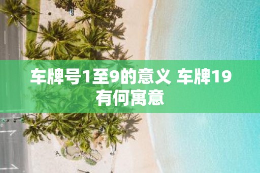 车牌号1至9的意义 车牌19有何寓意
