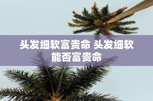 头发细软富贵命 头发细软能否富贵命