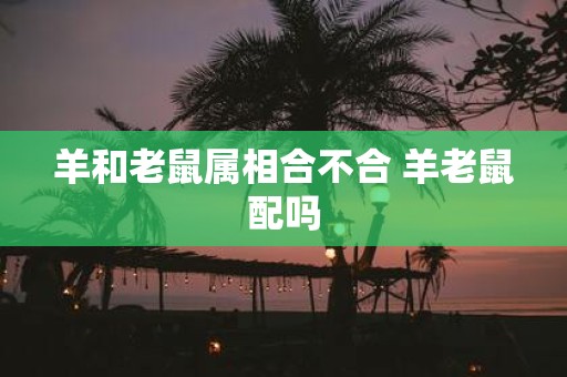 羊和老鼠属相合不合 羊老鼠配吗