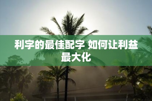 利字的最佳配字 如何让利益最大化