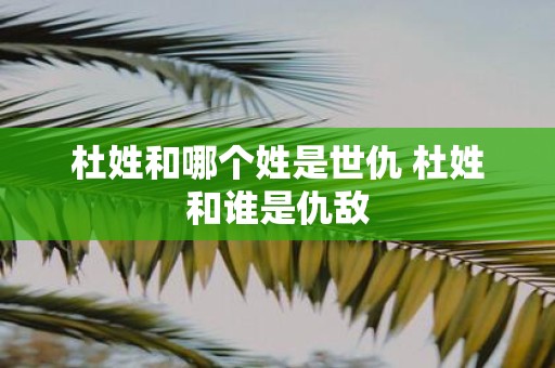 杜姓和哪个姓是世仇 杜姓和谁是仇敌