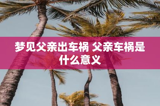 梦见父亲出车祸 父亲车祸是什么意义