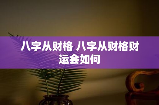 八字从财格 八字从财格财运会如何