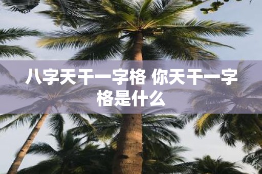 八字天干一字格 你天干一字格是什么