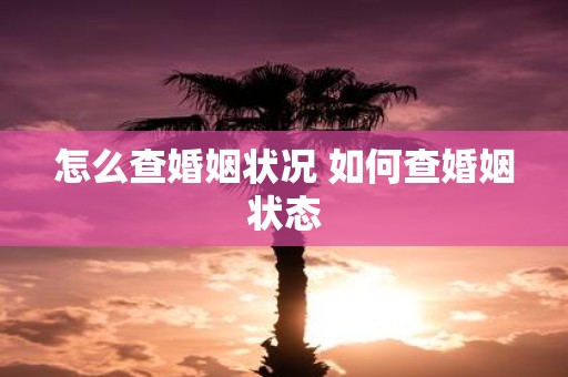 怎么查婚姻状况 如何查婚姻状态