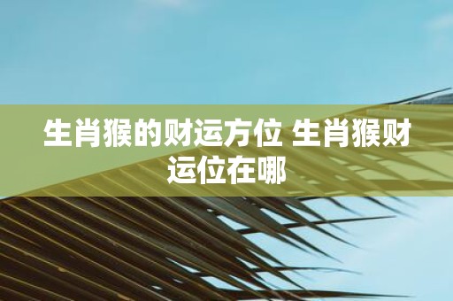 生肖猴的财运方位 生肖猴财运位在哪