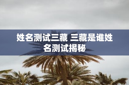 姓名测试三藏 三藏是谁姓名测试揭秘