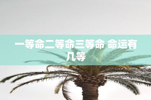 一等命二等命三等命 命运有几等