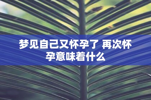 梦见自己又怀孕了 再次怀孕意味着什么