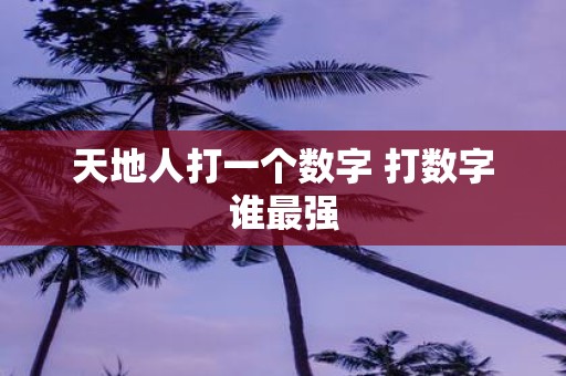 天地人打一个数字 打数字谁最强