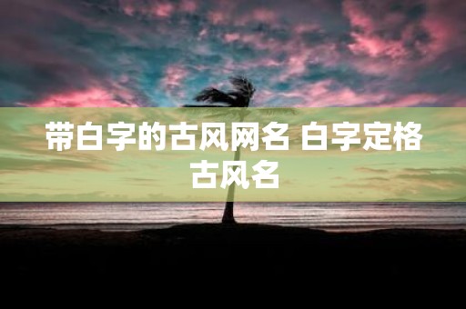 带白字的古风网名 白字定格古风名