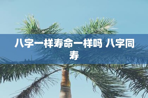八字一样寿命一样吗 八字同寿